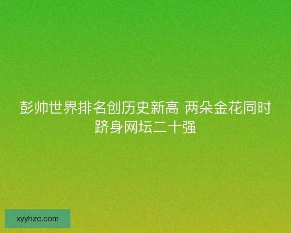 彭帅世界排名创历史新高 两朵金花同时跻身网坛二十强
